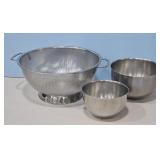 ENDURANCE 18-8 STAINLESS COLANDER & 2 MIXING BOWLS