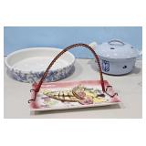 HOLLAND BLUE TULIP ENAMELED CI DISH/ AND POTTERY