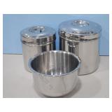 1 1/2 QT STAINLESS STEEL BOWL & 2 CANISTERS
