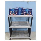 PLASTIC ROLL AROUND CADDY W/3 BOXES ANTIBACTERIAL