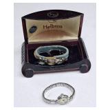 LADIES EARLY HELBROS WRIST WATCH W/DIAMOND TYPE