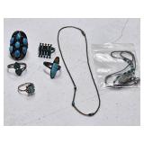 TURQUOISE TYPE RINGS NECKLACE-SILVER??