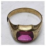 GOLD TYPE RING W/RED SETTING-LOOKS & FEELS LIKE