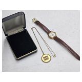 PARKER NECKLACE W/3-RUBY RED STONES MARKED