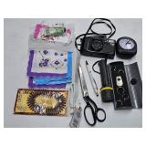 LADIES HANKERCHIEFS, FOLDING HAND FAN, CLOCK,