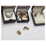 EAR RINGS W/RED STONE & DIAMOND SETTINGS,