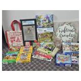 PUZZELS, WELCOME FRIENDS SIGN/VASE &MISC. ITEMS