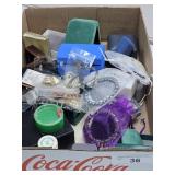 SEVERAL EMPTY RING BOXES, COSTUME JEWERLY