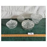 4 cut glass cupboard dishes