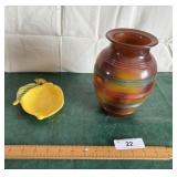 Anchor Hocking vase n lemon shaped stonware USA