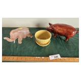 Shawnee vase, Tiara elephant, and pig bank