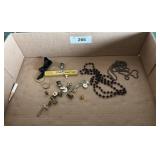 Old cuff links, beaded necklaces