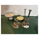 Silver Plate Candle Votas and Dishes
