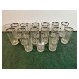 Silver rimmed water glasses (15)