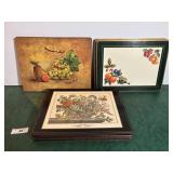 Old Floral Cork back place matting