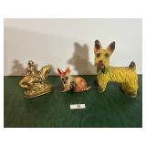 Two Chalk Dogs and Horse Back Solider