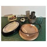 Steak plates, tin punch, ball jar &