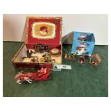 Old box, belt buckle & Old christmas decorations