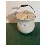 Old Pottery Johnny Pot  pale w/ lid