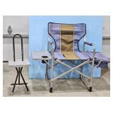 Camping Chair with Side Table, Portable Cane Seat
