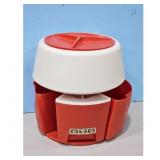 Vintage Red and White Canister -dishwasher damage