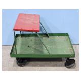 Red & Green Painted Rolling Creeper Seat Mechanic