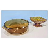 Anchor Hocking Amber Casserole Bowl/ Diamond Shape