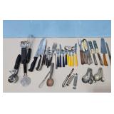 Assorted Kitchen Utensils - Knives, Forks, Spoons