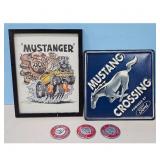 Ford Mustang Collectibles Lot - Art Sign  Emblems/