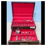 Silverware Set/ Silver Plated Flatware/Wooden Case