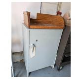 Steel Cabinet with Oak Top, Storage Solution