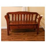 Wood Bench with Storage, Rustic Bench Seat