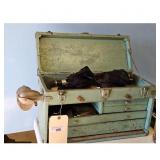 Vintage Tool Chest, Wood, With Drawers and Lamp