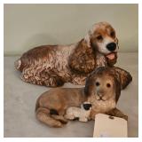 Dog Figurine, Cocker Spaniel and Lion Cub Statue