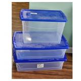 Storage Containers - Blue Trim, Stackable, Durable