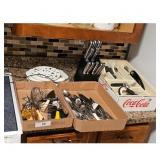 Kitchen Utensils Lot -Silverware/knife set/TrivetS