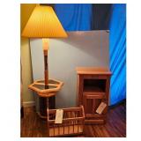 White Clad Nightstand with Door and Shelf/ lamp/ma