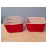 Pyrex Refrigerator Dish Set - Red, Square,1 LID