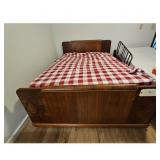 Vintage Wooden Bed Frame - Art Deco Style,