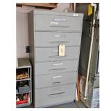 Gray 6-Drawer Metal Filing Cabinet & Contents