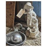 Garden Statues - Boy with Buckets, Frog