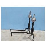 Vintage Fireplace Andirons - Eagle Topped, Metal,