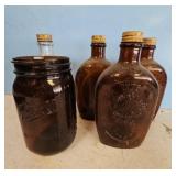 Qt Ball Jar-Antique Bottles - Amber Glass, Cork