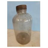 Vintage Glass Bottle - with Metal Lid, Collectible