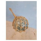 Glass Fishing Float - Nautical Decor, Rope Net