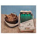 Sheet Music Lot, Baskets, and Container