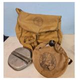 Vintage Boy Scout Mess Kit, Canteen, and Bag - Col