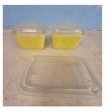 Yellow Pyrex Refrigerator Dishes -  Glass Lids