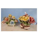2 Ceramic Floral Arrangement in Vase - Roses,