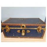 Antique Trunk, Vintage Luggage - Metal Hardware, S